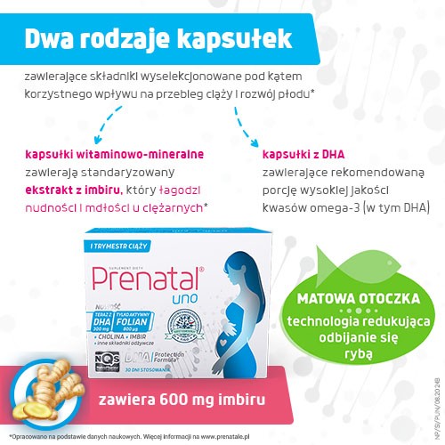Zdjęcie produktu - 2 Prenatal Uno 30kaps. witaminowo-mineralnych + 30kaps. DHA