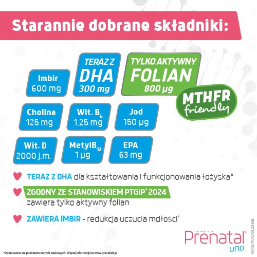 Zdjęcie produktu - 3 Prenatal Uno 30kaps. witaminowo-mineralnych + 30kaps. DHA