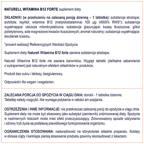 Zdjęcie produktu - 7 NATURELL Witamina B12 forte, 120 tabletek
