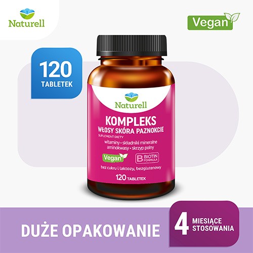 Miniaturka artykułu - #0 NATURELL Kompleks Włosy Sk&oacute;ra Paznokcie, 120 tabletek