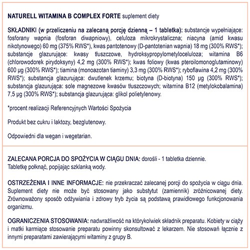 Zdjęcie produktu - 6 NATURELL Witamina B Complex Forte, 120 tabletek