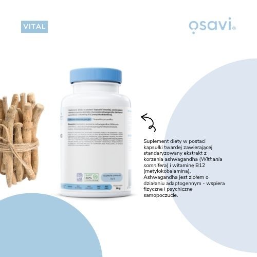 Zdjęcie produktu - 3 OSAVI Vital Ashwagandha Extra 400mg, 120kaps.