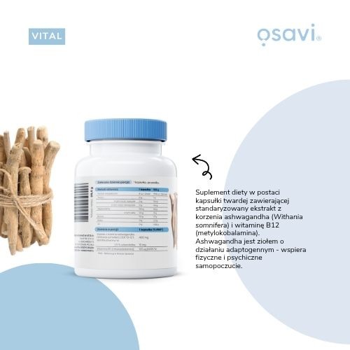 Zdjęcie produktu - 3 OSAVI Vital Ashwagandha Extra 400mg, 60kaps.