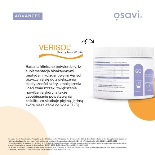 Zdjęcie produktu - 2 OSAVI Advanced Kolagen Włosy, Sk&oacute;ra i Paznokcie - naturalny smak, 150g