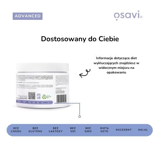Zdjęcie produktu - 3 OSAVI Advanced Kolagen Włosy, Sk&oacute;ra i Paznokcie - naturalny smak, 150g