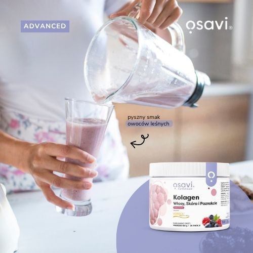 Miniaturka artykułu - #0 OSAVI Advanced Kolagen Włosy, Sk&oacute;ra i Paznokcie - smak Owoce Leśne Proszek, 150g