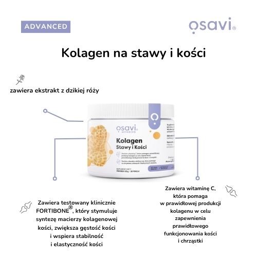 Miniaturka artykułu - #1 OSAVI Advanced Kolagen Stawy i Kości Proszek, 153g