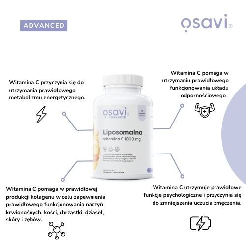 Zdjęcie produktu - 3 OSAVI Liposomalna Witamina C, 120kaps.
