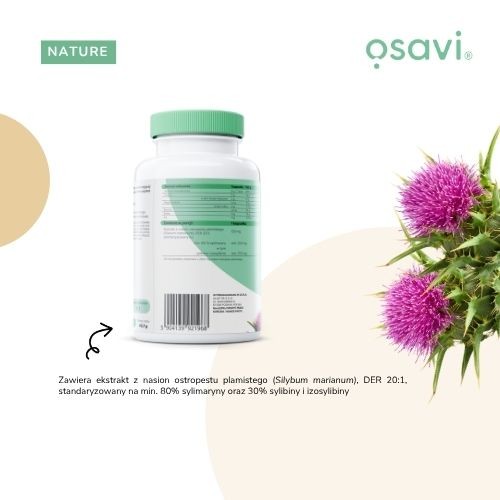 Zdjęcie produktu - 3 OSAVI Ostropest plamisty, sylimaryna 100 mg, 120 kapsułek