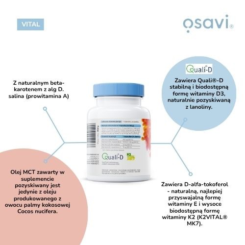 Miniaturka artykułu - #1 OSAVI Vital Witaminy ADEK, 60kaps.