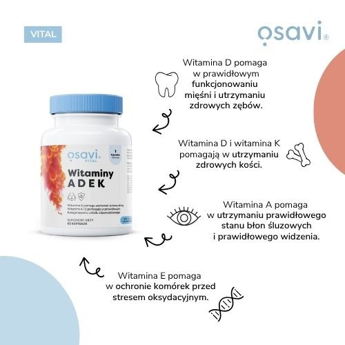 Zdjęcie produktu - 2 OSAVI Vital Witaminy ADEK, 60kaps.