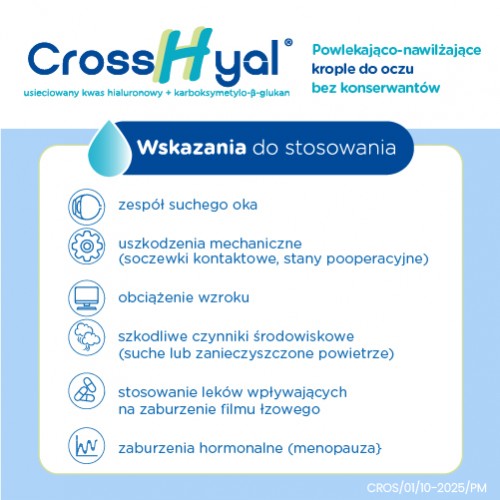 Zdjęcie produktu - 2 CrossHyal Krople do oczu nawilżająco-powlekające, 10ml