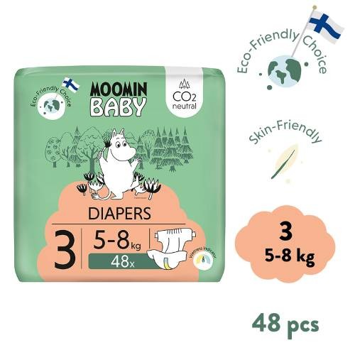 Miniaturka artykułu - #0 MOOMIN BABY Diapers Pieluszki ekologiczne 3 (5-8kg), 48szt.