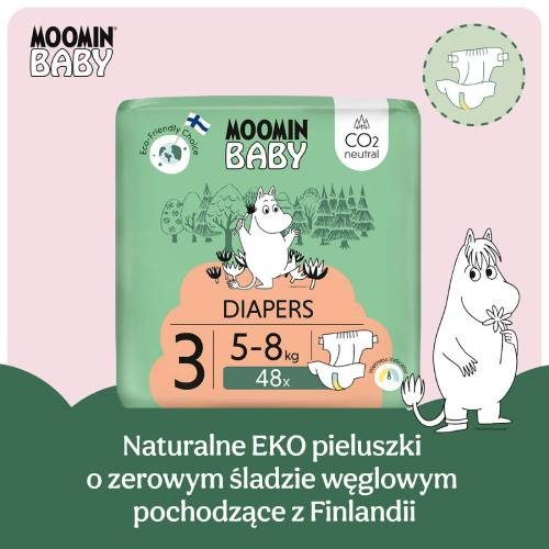 Miniaturka artykułu - #1 MOOMIN BABY Diapers Pieluszki ekologiczne 3 (5-8kg), 48szt.
