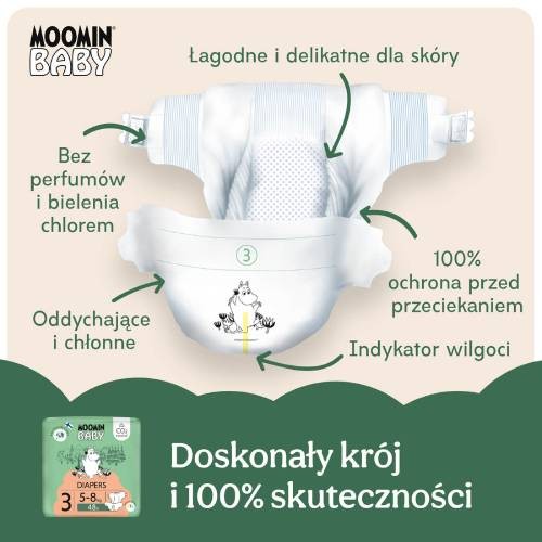 Zdjęcie produktu - 2 MOOMIN BABY Diapers Pieluszki ekologiczne 3 (5-8kg), 48szt.
