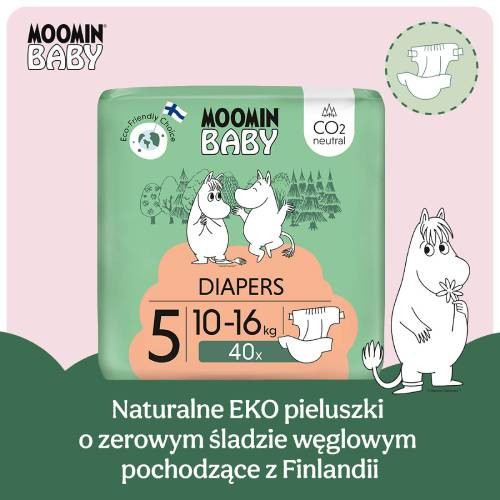 Miniaturka artykułu - #1 MOOMIN BABY Diapers Pieluszki ekologiczne 5 (10-16kg), 40szt.