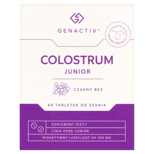 Miniaturka artykułu - #0 GENACTIV Colostrum Junior Czarny Bez, 60tabl.