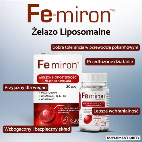 Miniaturka artykułu - #1 DOMOWA APTECZKA Fe-miron kapsułki twarde, 30 sztuk