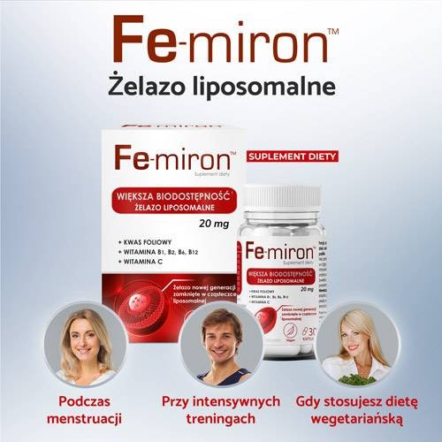 Zdjęcie produktu - 3 DOMOWA APTECZKA Fe-miron kapsułki twarde, 30 sztuk