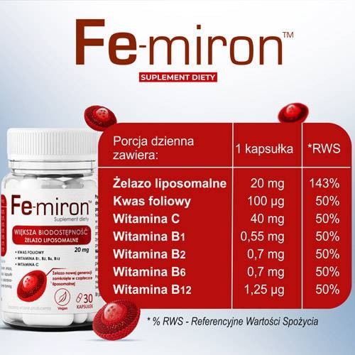 Zdjęcie produktu - 4 DOMOWA APTECZKA Fe-miron kapsułki twarde, 30 sztuk