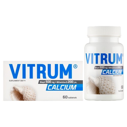 Miniaturka artykułu - #0 Vitrum Calcium Wapń 500mg + Witamina D 200j.m., 60tabl.