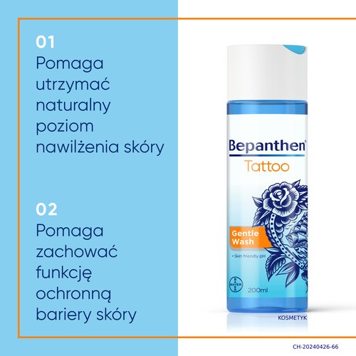 Miniaturka artykułu - #1 Bepanthen Tattoo Żel do mycia wytatuowanej sk&oacute;ry, 200ml