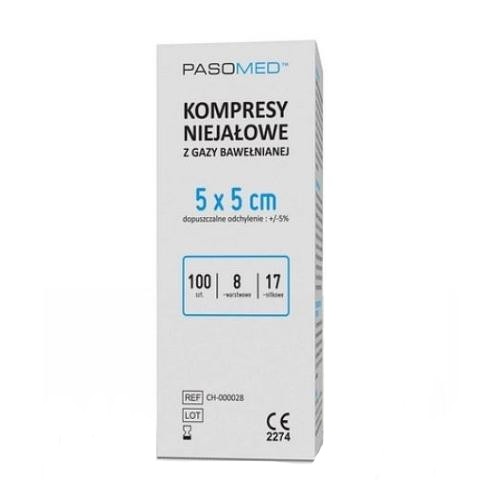 Miniaturka artykułu - #0 PASOMED Kompresy niejałowe 17N 8W 5 x 5 cm, 100 szt.