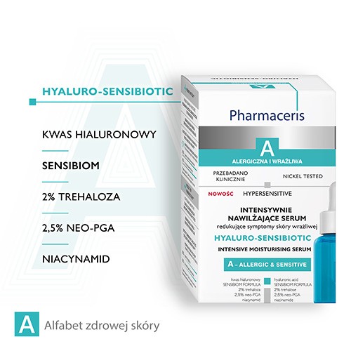 Miniaturka artykułu - #1 PHARMACERIS A HYALURO-SENSIBIOTIC intensywnie nawilżające serum redukujące symptomy sk&oacute;ry wrażliwej, 30ml