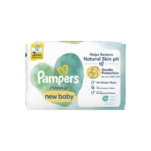 Zdjęcie produktu - 7 Pampers Harmonie New Baby Chusteczki nawilżane, 3x46szt.