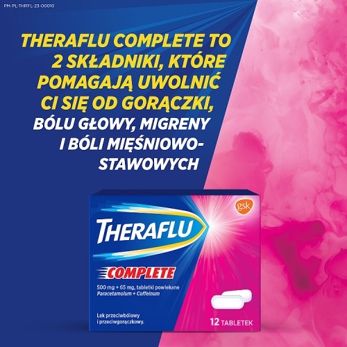 Zdjęcie produktu - 2 Theraflu Complete 500 mg + 65 mg, 12 tabletek powlekanych