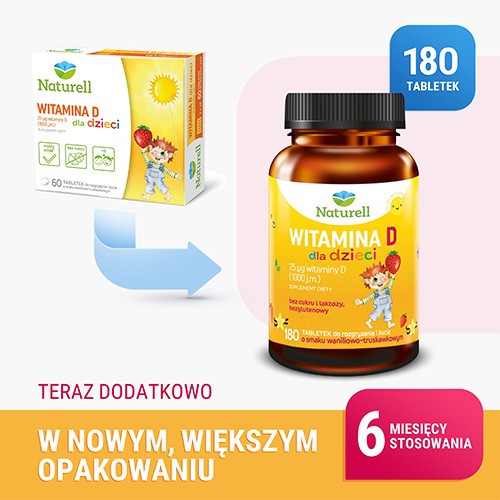 Miniaturka artykułu - #1 NATURELL Witamina D dla dzieci, 180tabl.