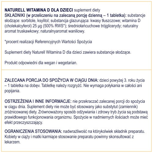 Zdjęcie produktu - 4 NATURELL Witamina D dla dzieci, 180tabl.