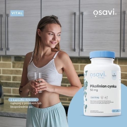 Miniaturka artykułu - #0 OSAVI Vital Pikolinian cynku 50mg cynk, 180 kaps. wegańskich