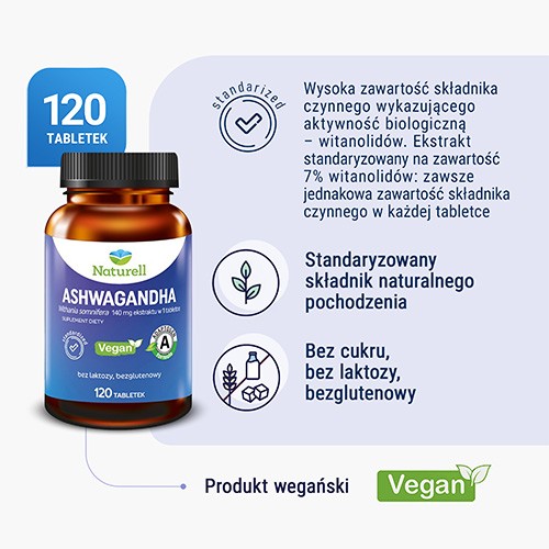 Miniaturka artykułu - #0 NATURELL Ashwagandha, 120 tabletek