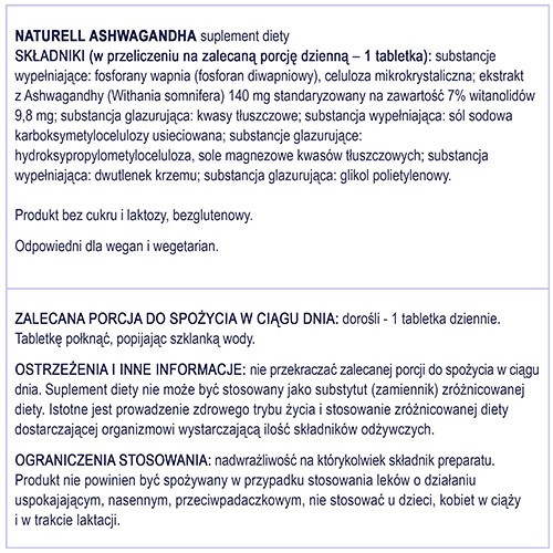 Zdjęcie produktu - 5 NATURELL Ashwagandha, 120 tabletek
