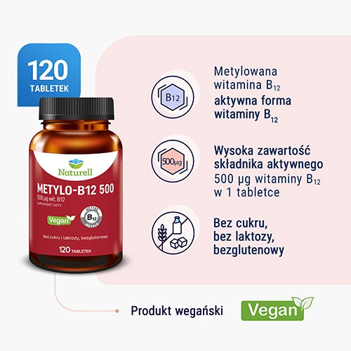 Miniaturka artykułu - #1 NATURELL Metylo B-12 500 &micro;g, 120 tabletek