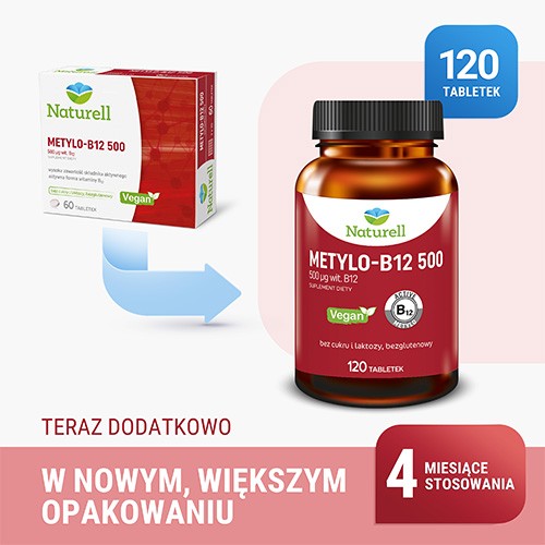 Zdjęcie produktu - 2 NATURELL Metylo B-12 500 &micro;g, 120 tabletek