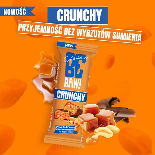 Miniaturka artykułu - #0 BeRAW Baton Crunchy Peanuts&Caramel, 40g