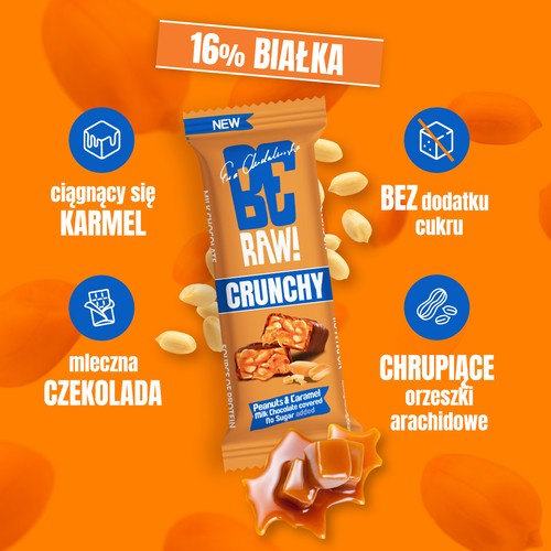 Miniaturka artykułu - #1 BeRAW Baton Crunchy Peanuts&Caramel, 40g