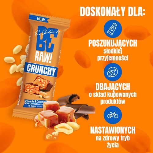 Zdjęcie produktu - 3 BeRAW Baton Crunchy Peanuts&Caramel, 40g