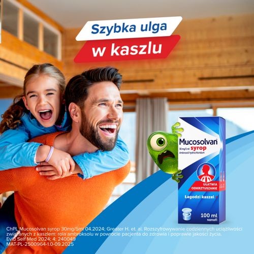 Miniaturka artykułu - #0 MUCOSOLVAN Syrop na kaszel, 100ml - ułatwia odkrztuszanie i łagodzi kaszel