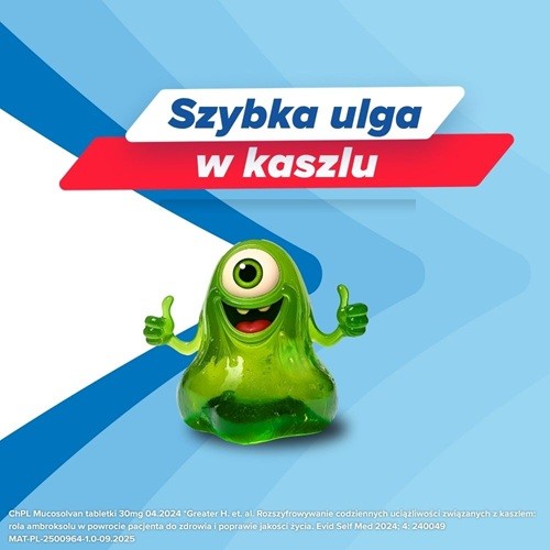 Miniaturka artykułu - #0 MUCOSOLVAN 30 mg - 20 tabletek - tabletki na kaszel mokry