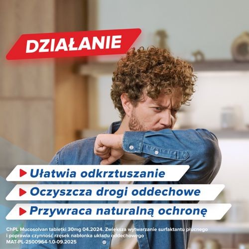 Miniaturka artykułu - #1 MUCOSOLVAN 30 mg - 20 tabletek - tabletki na kaszel mokry