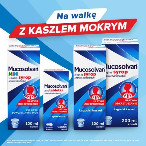 Zdjęcie produktu - 5 MUCOSOLVAN 30 mg - 20 tabletek - tabletki na kaszel mokry