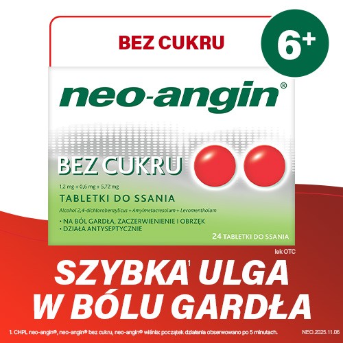 Miniaturka artykułu - #0 Neo-Angin bez cukru, 24 tabletki do ssania