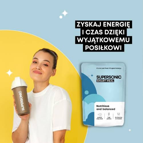 Miniaturka artykułu - #1 SUPERSONIC Smart Meal Pełnowartościowy posiłek Lody waniliowe z dziką truskawką, 100g