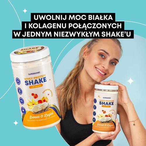 Zdjęcie produktu - 3 SUPERSONIC Shake proteinowy z kolagenem Karmel i Śmietanka - bez laktozy, 560g