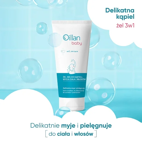 #1 – OILLAN Baby Żel do kąpieli i mycia ciała i włos&oacute;w 3w1 od 1. dnia życia, 100ml