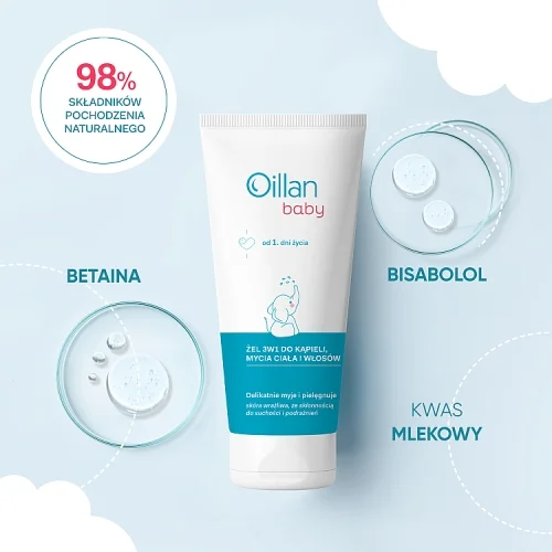 #2 – OILLAN Baby Żel do kąpieli i mycia ciała i włos&oacute;w 3w1 od 1. dnia życia, 100ml