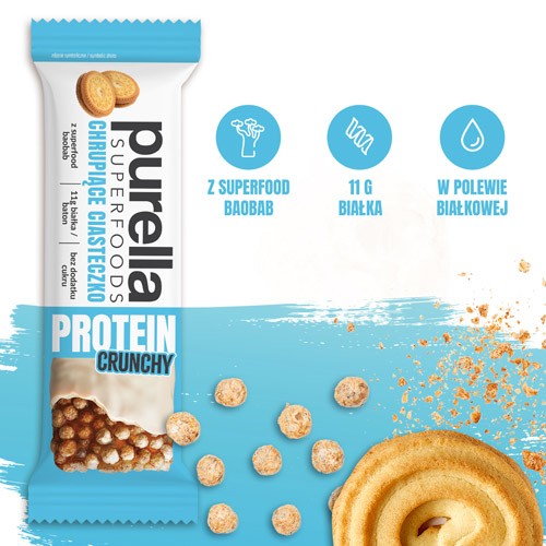 Miniaturka artykułu - #0 PURELLA Protein Bar Baton proteinowy chrupiące ciasteczko, 45g